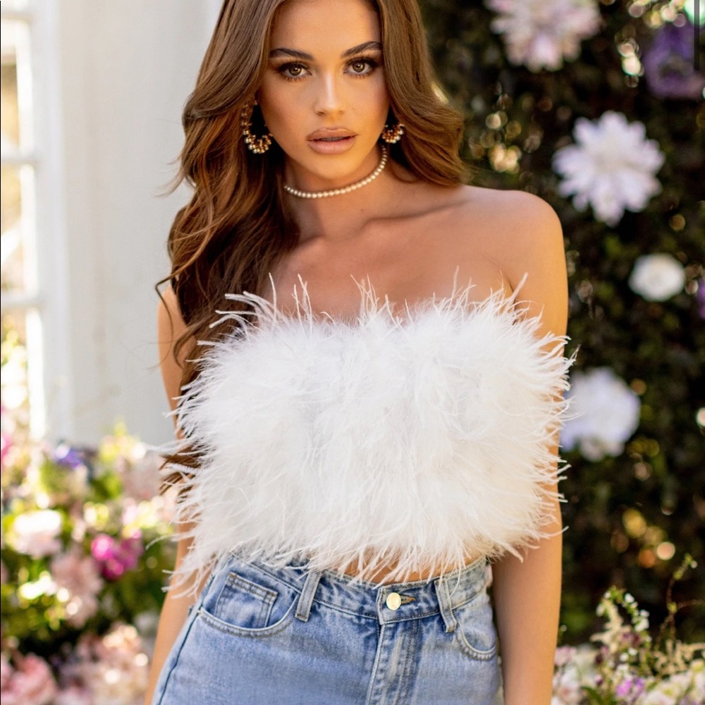 Club L London white feather top